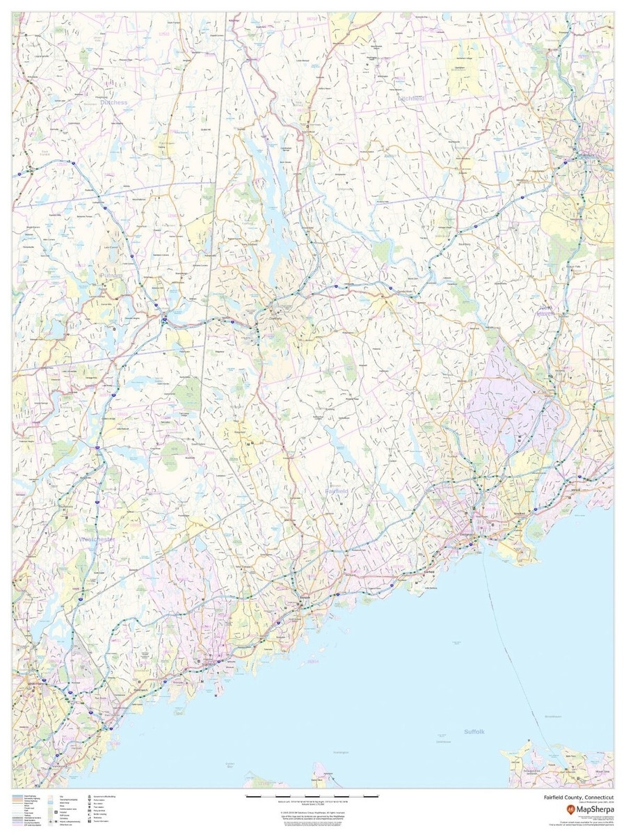 Fairfield County Connecticut Laminated Wall Map MSH EBay