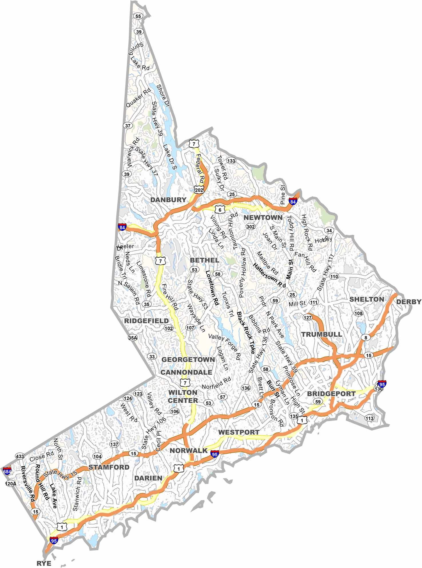 Fairfield County Map Connecticut US County Maps