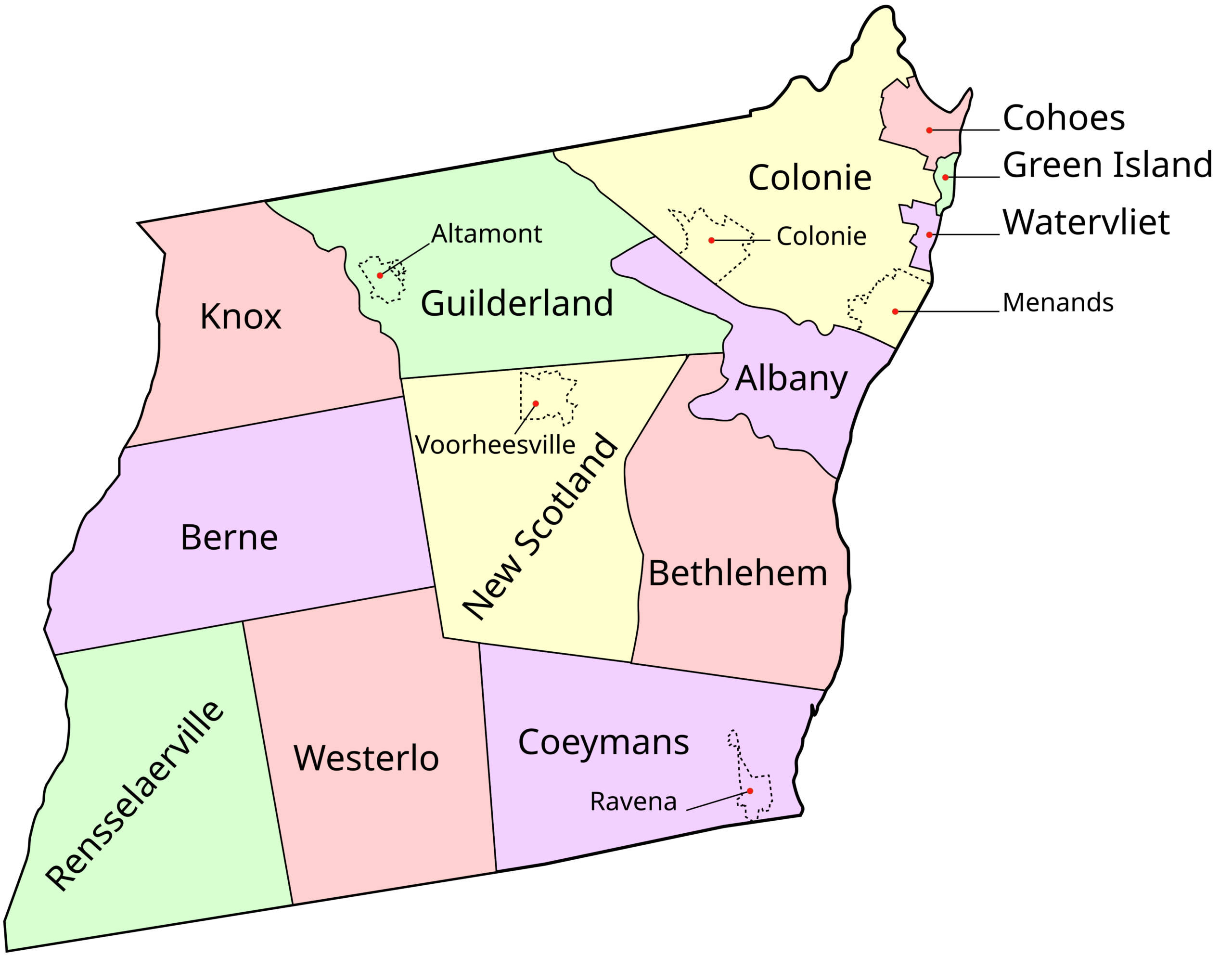map of albany county ny