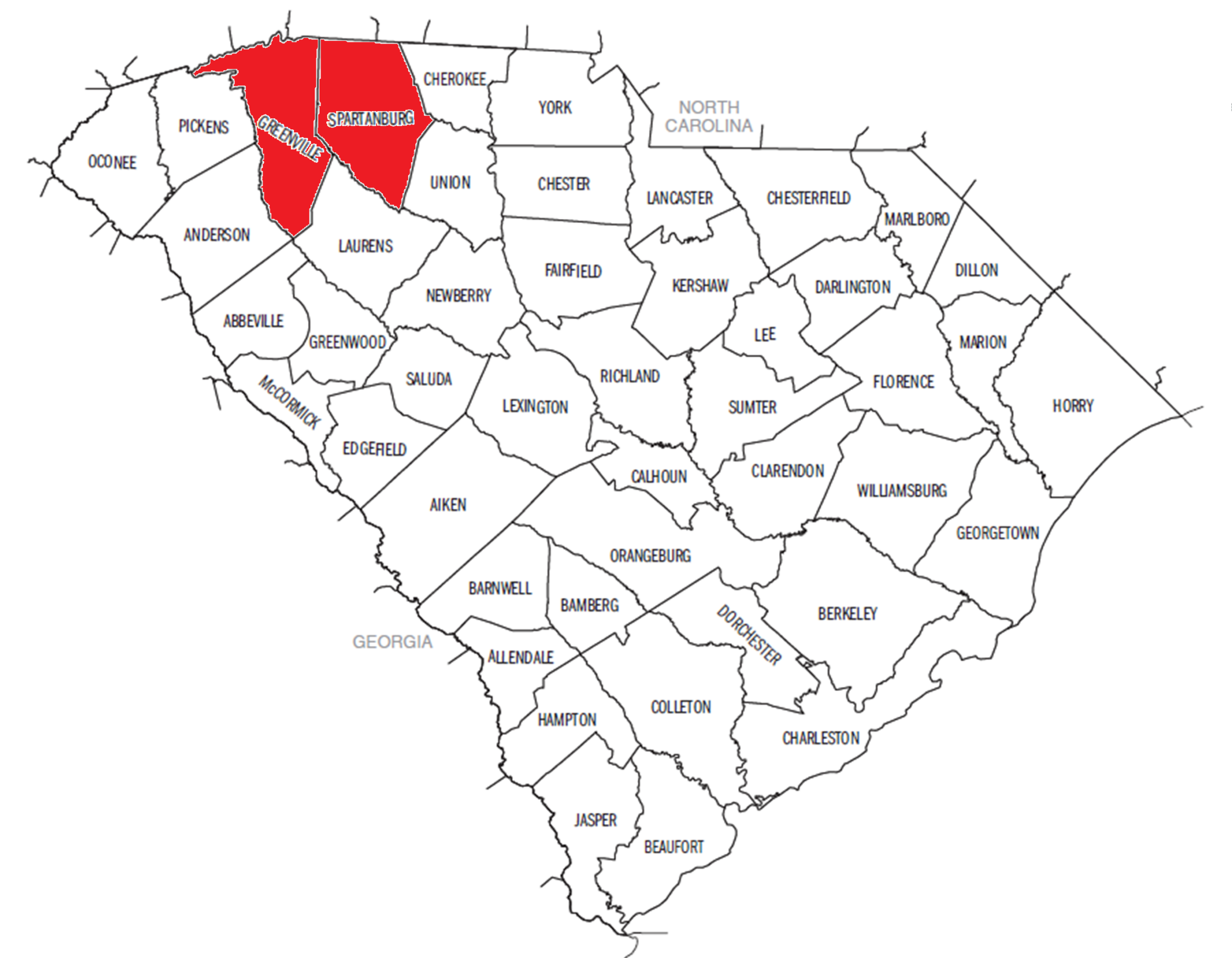 File SC County Map Greenville And Spartanburg png Wikipedia