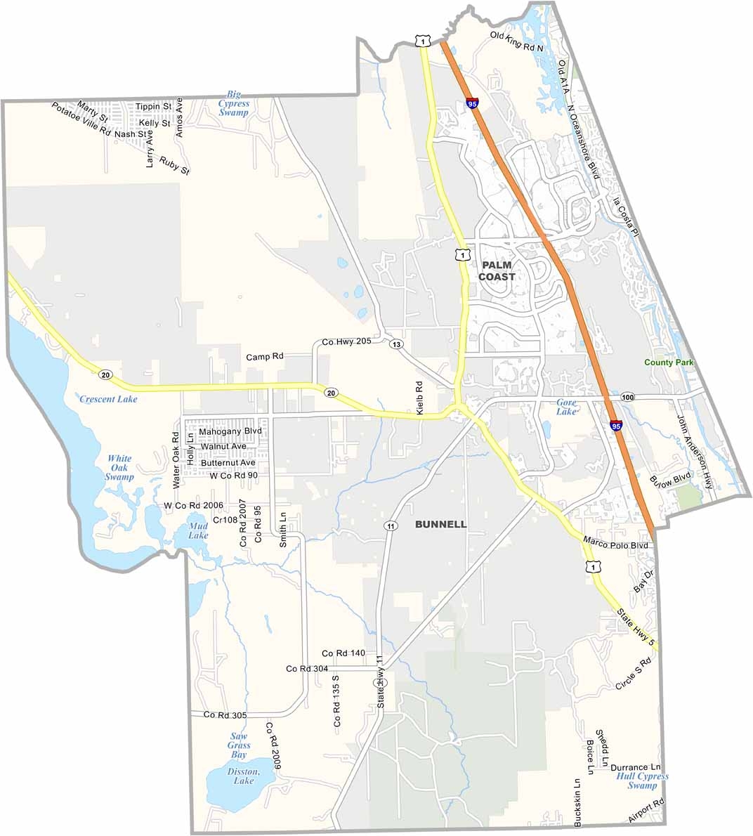 Flagler County Map Florida US County Maps