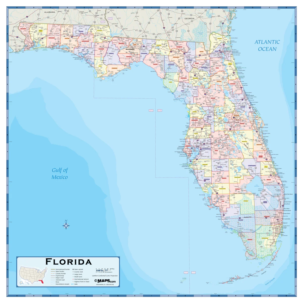 florida and georgia county map