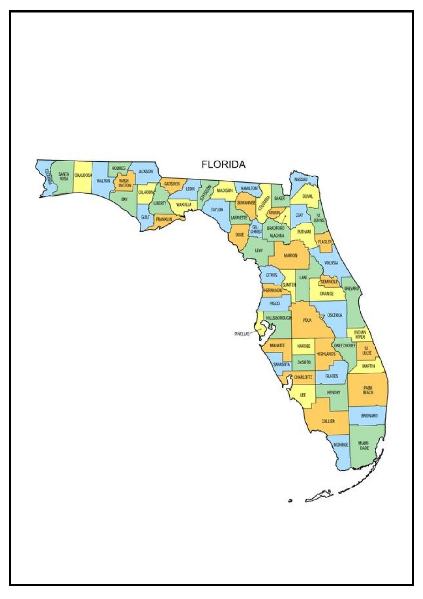 florida county map outline florida county map outline