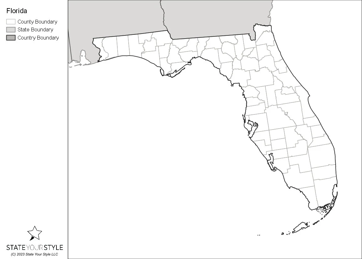 Florida Maps With Counties DIGITAL DOWNLOAD Etsy