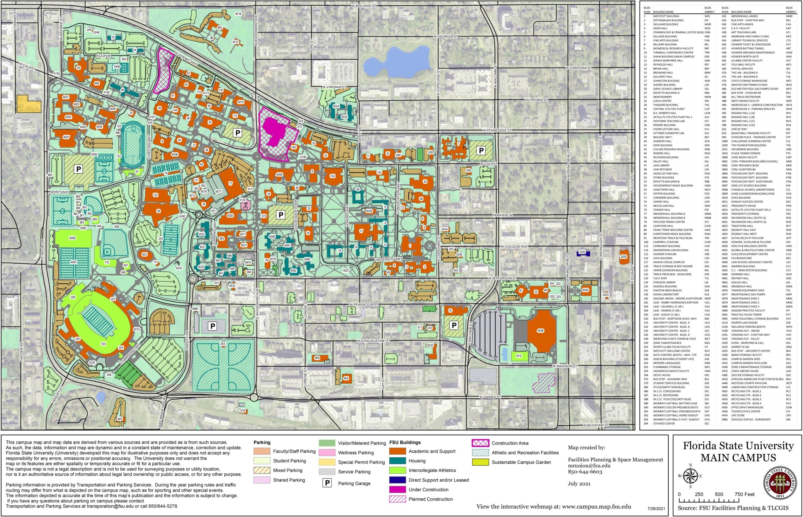 Florida State University Main Campus Map Ontheworldmap