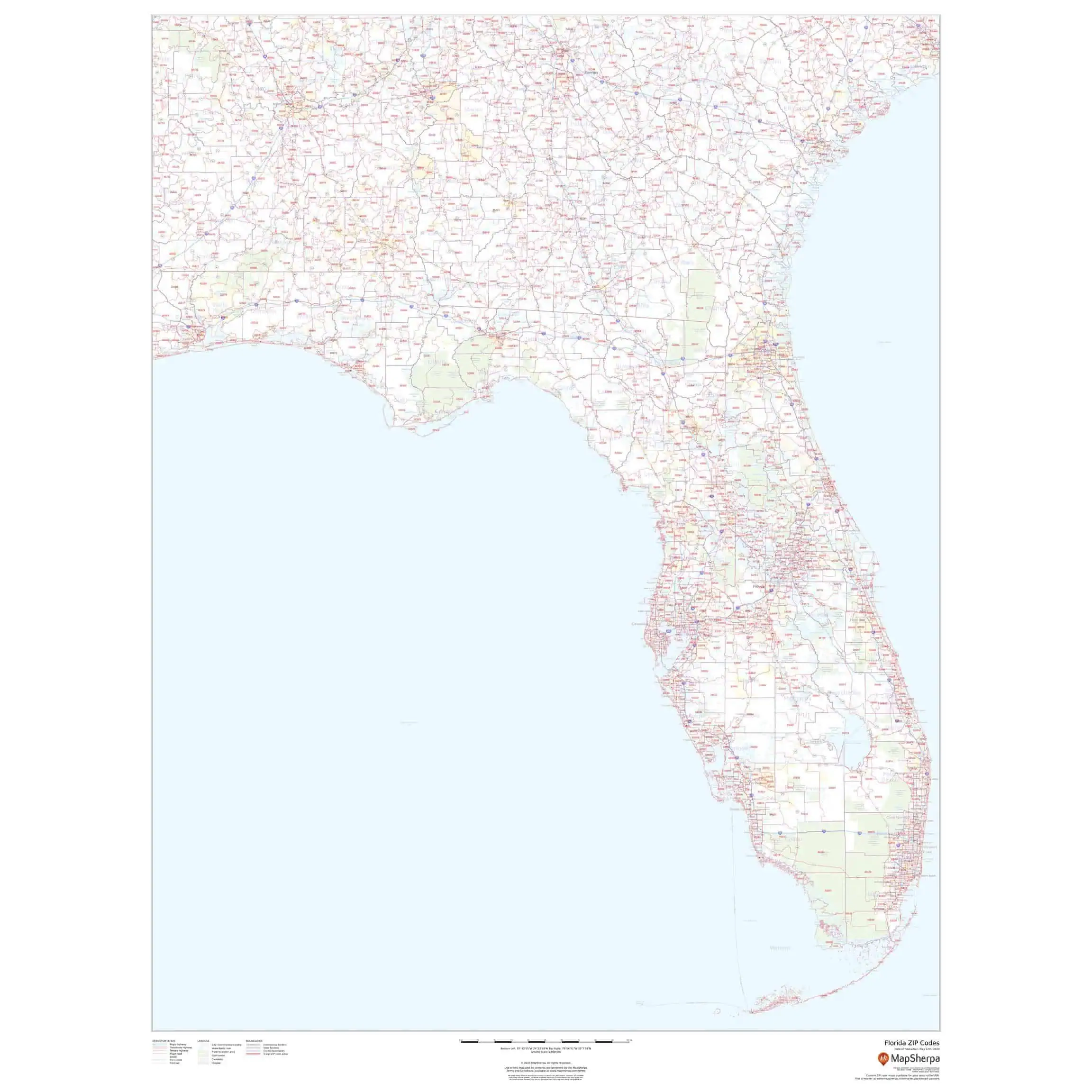 Florida Zip Code Map By Map Sherpa The Map Shop