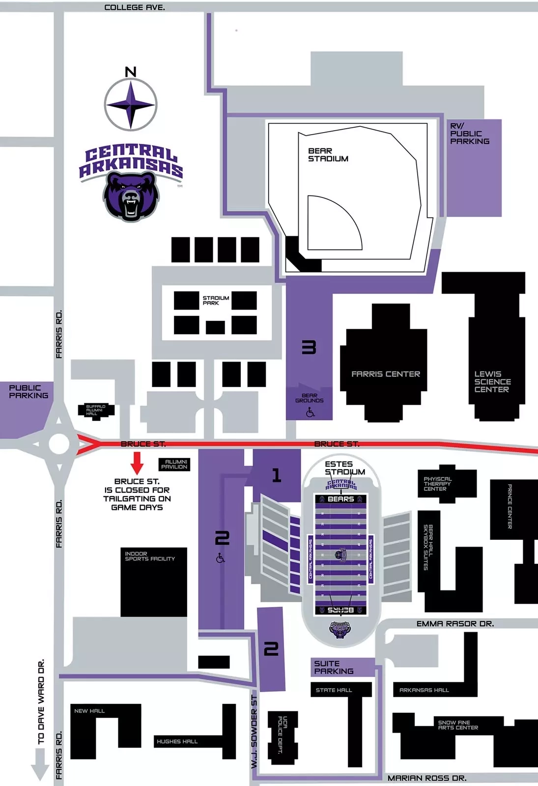 Football Parking Map University Of Central Arkansas Athletics Football Parking Map University Of Central Arkansas Athletics