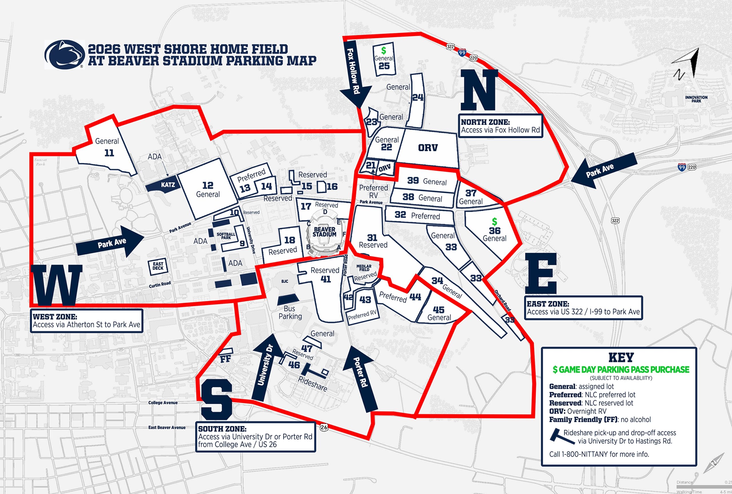 Football Parking Zones Penn State Official Athletics Website
