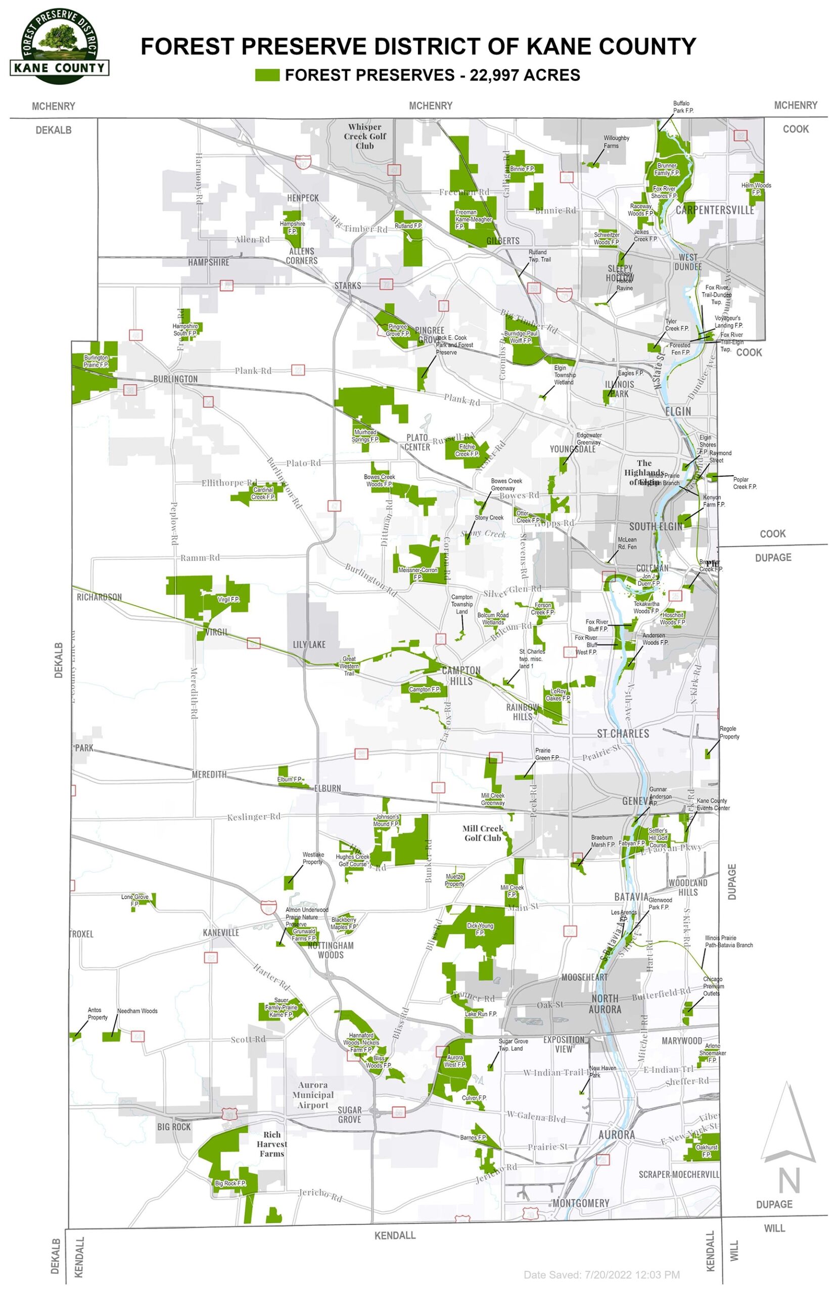Forest Preserves Static Map Forest Preserve District Of Kane County