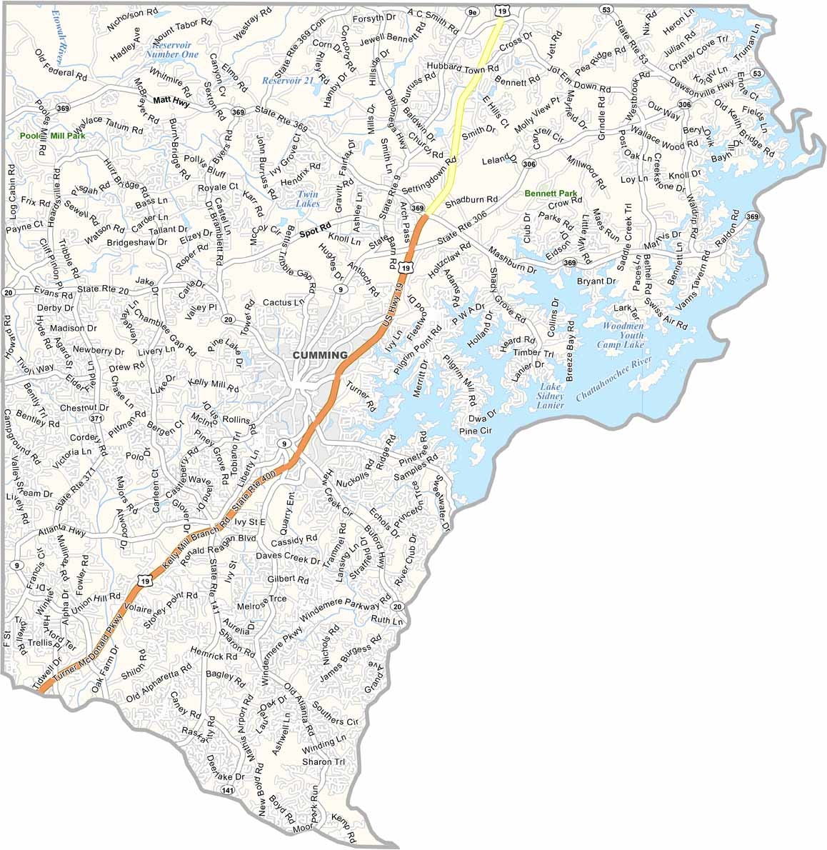 Forsyth County Map Georgia US County Maps