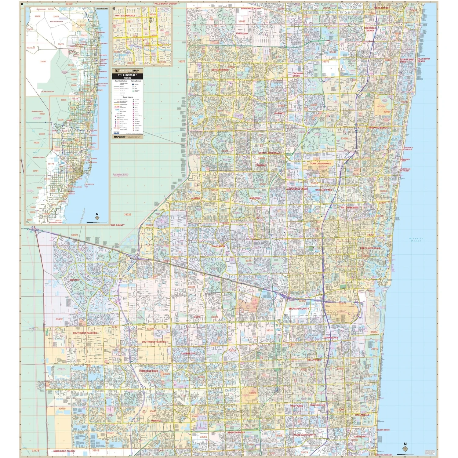 Fort Lauderdale Broward Co FL Wall Map Shop City County Maps Ultimate Globes Fort Lauderdale Broward Co FL Wall Map Shop City County Maps Ultimate Globes