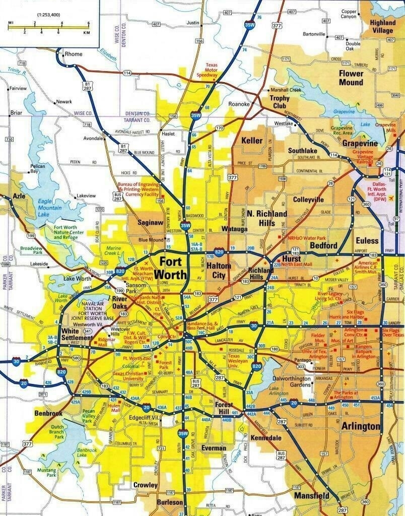 Fort Worth Texas City Map Of Roads Highway Glossy Poster Picture Photo Print EBay