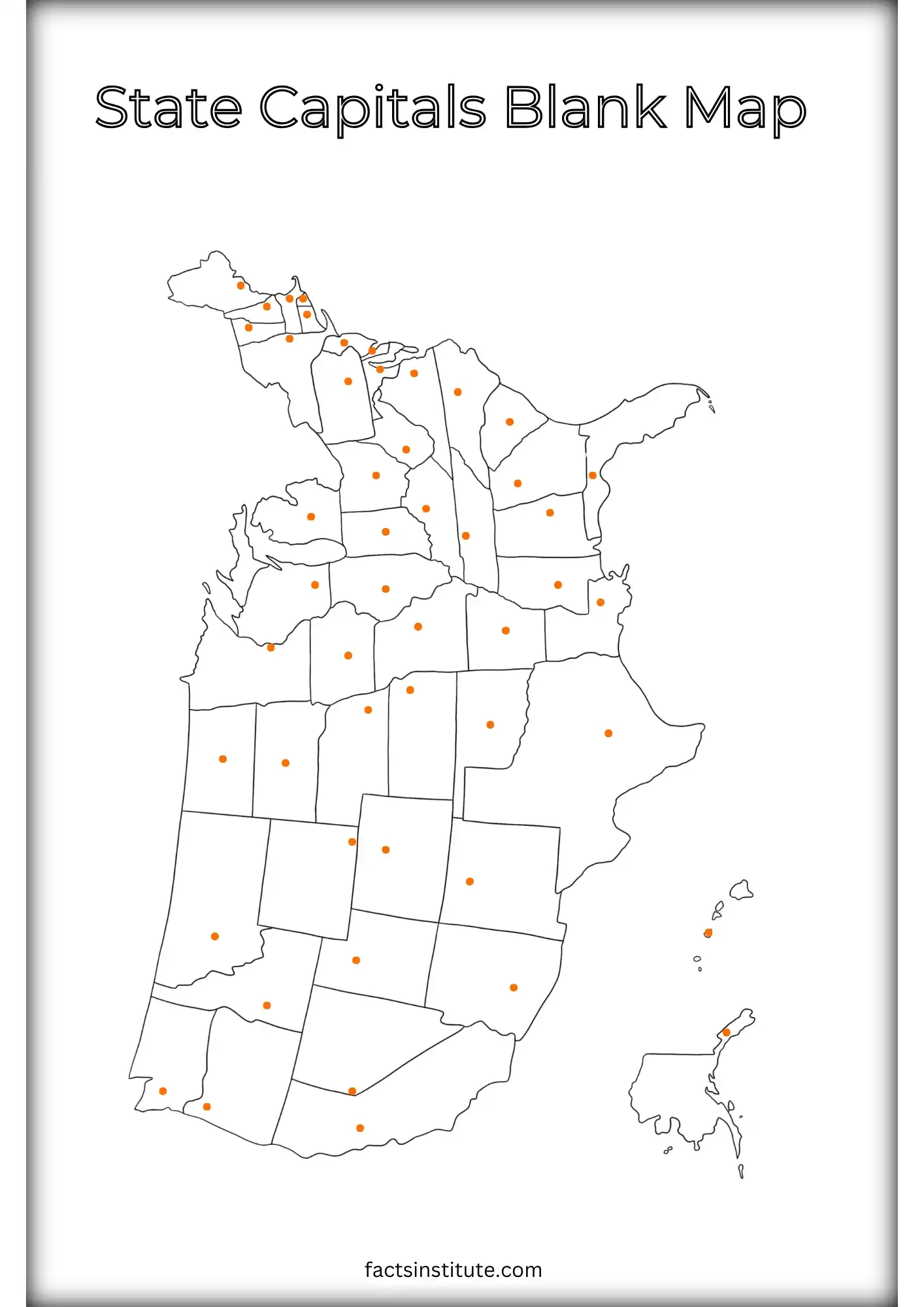 state map with capitals printable