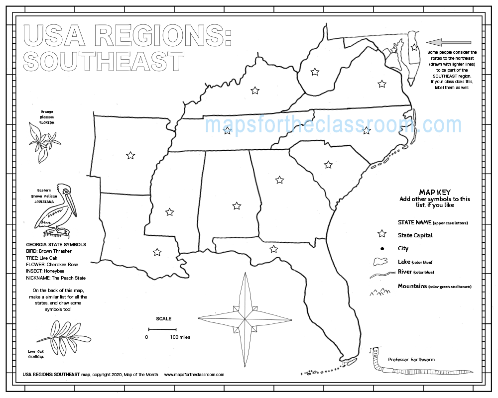printable map of southeastern united states