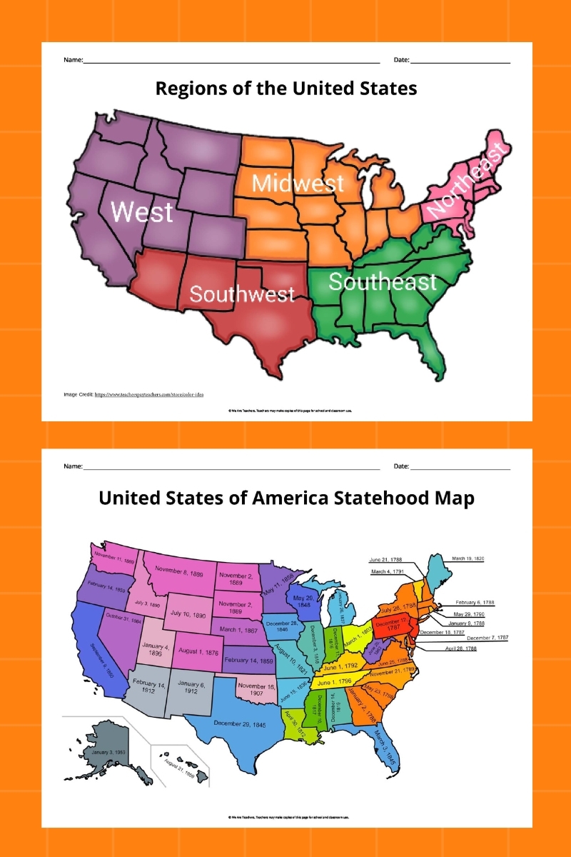 map of the united states regions printable