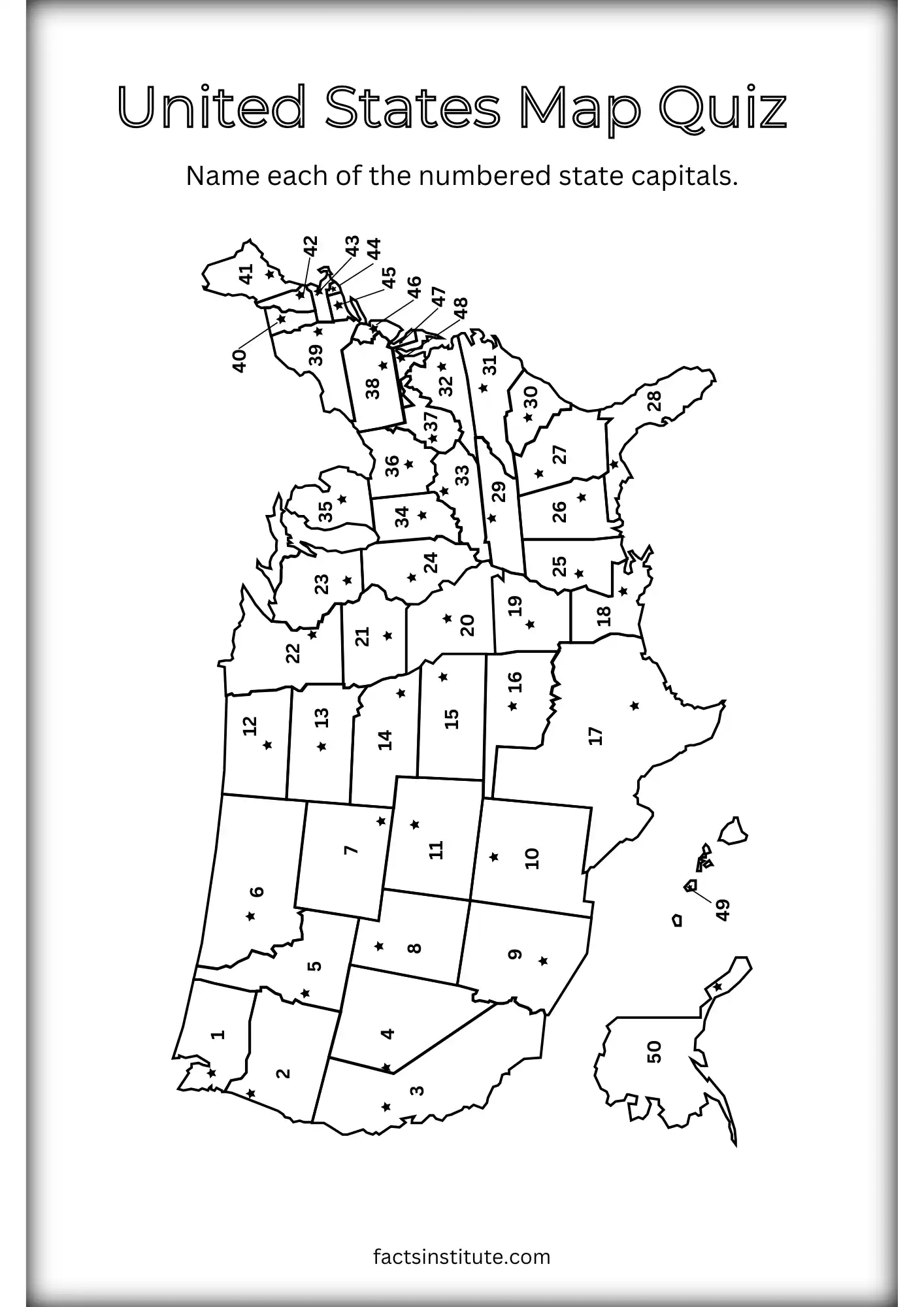 Free Printable US States And Capitals Map Other Goodies The Facts Institute Free Printable US States And Capitals Map Other Goodies The Facts Institute