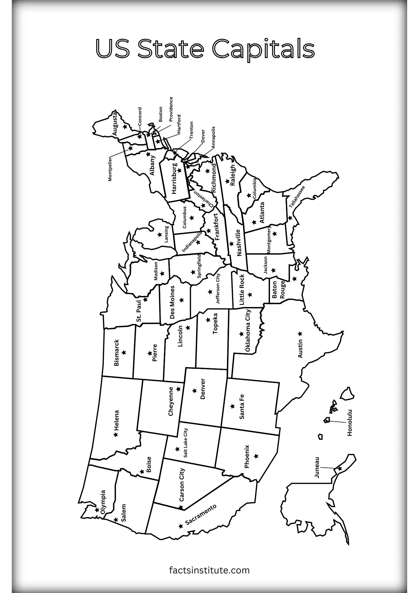 Free Printable US States And Capitals Map Other Goodies The Facts Institute Free Printable US States And Capitals Map Other Goodies The Facts Institute