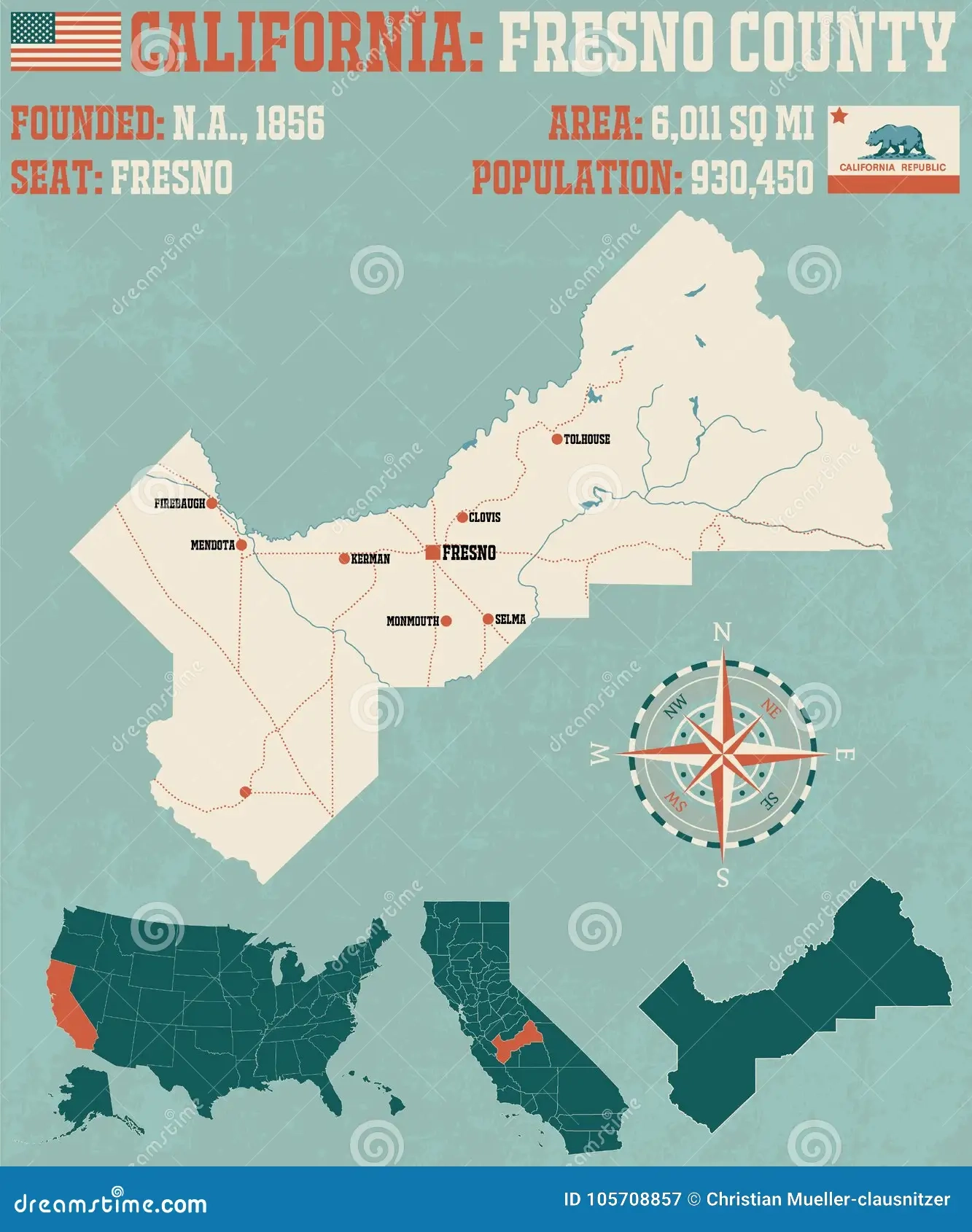 fresno county california map