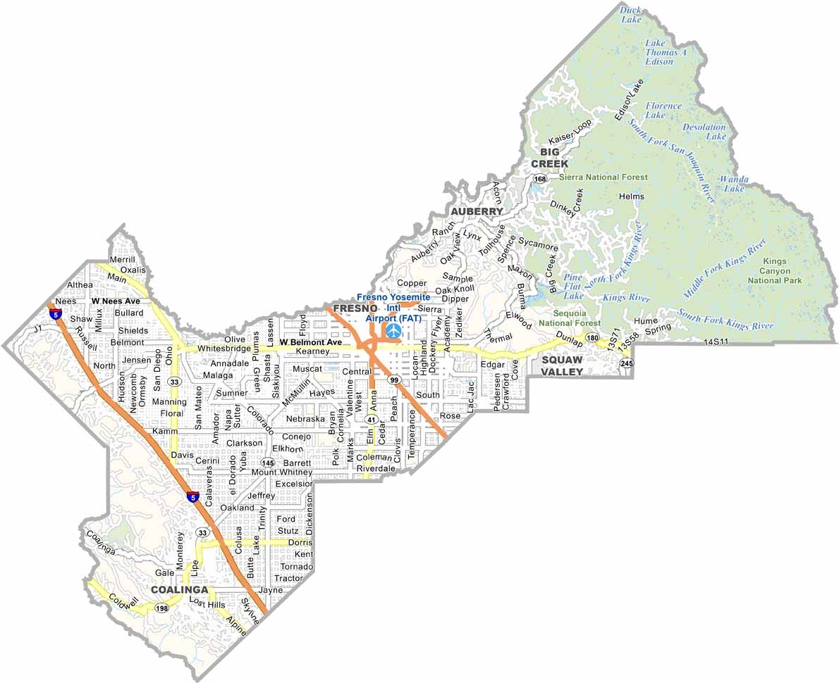 Fresno County Map California US County Maps