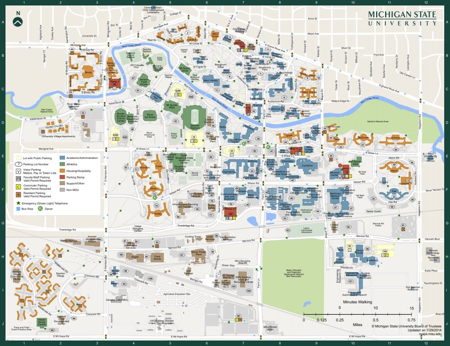 msu campus parking map msu campus parking map