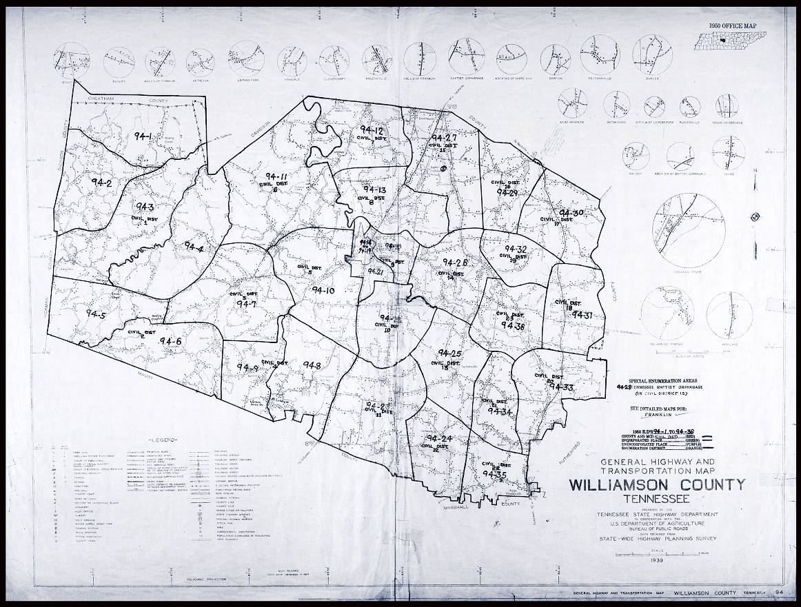 General Highway And Transportation Map Williamson County Tennessee Maps At The Tennessee State Library Archives Tennessee Virtual Archive
