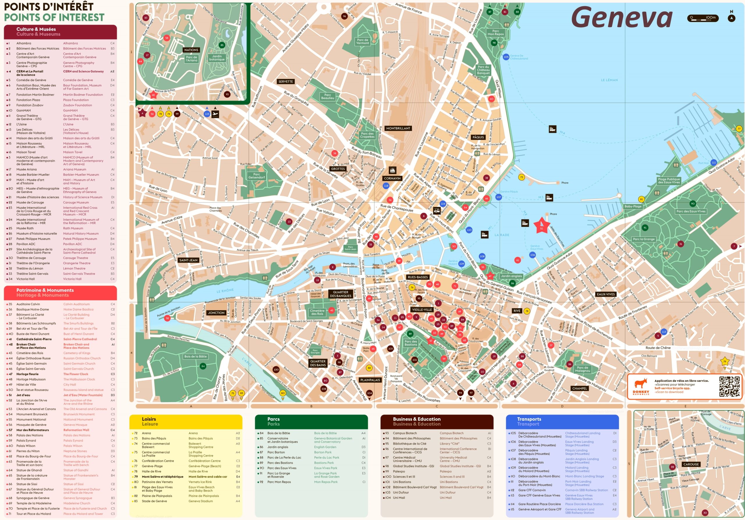 Geneva City Map Switzerland Discover Geneva Gen ve With Detailed Maps