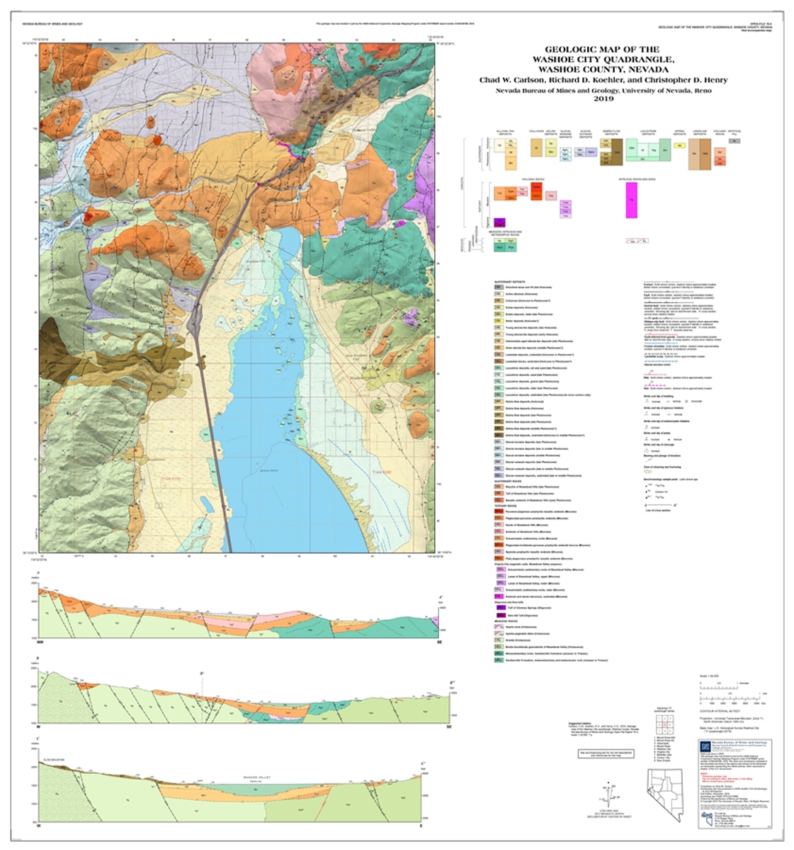 Geologic Map Of The Washoe City Quadrangle Washoe County Nevada