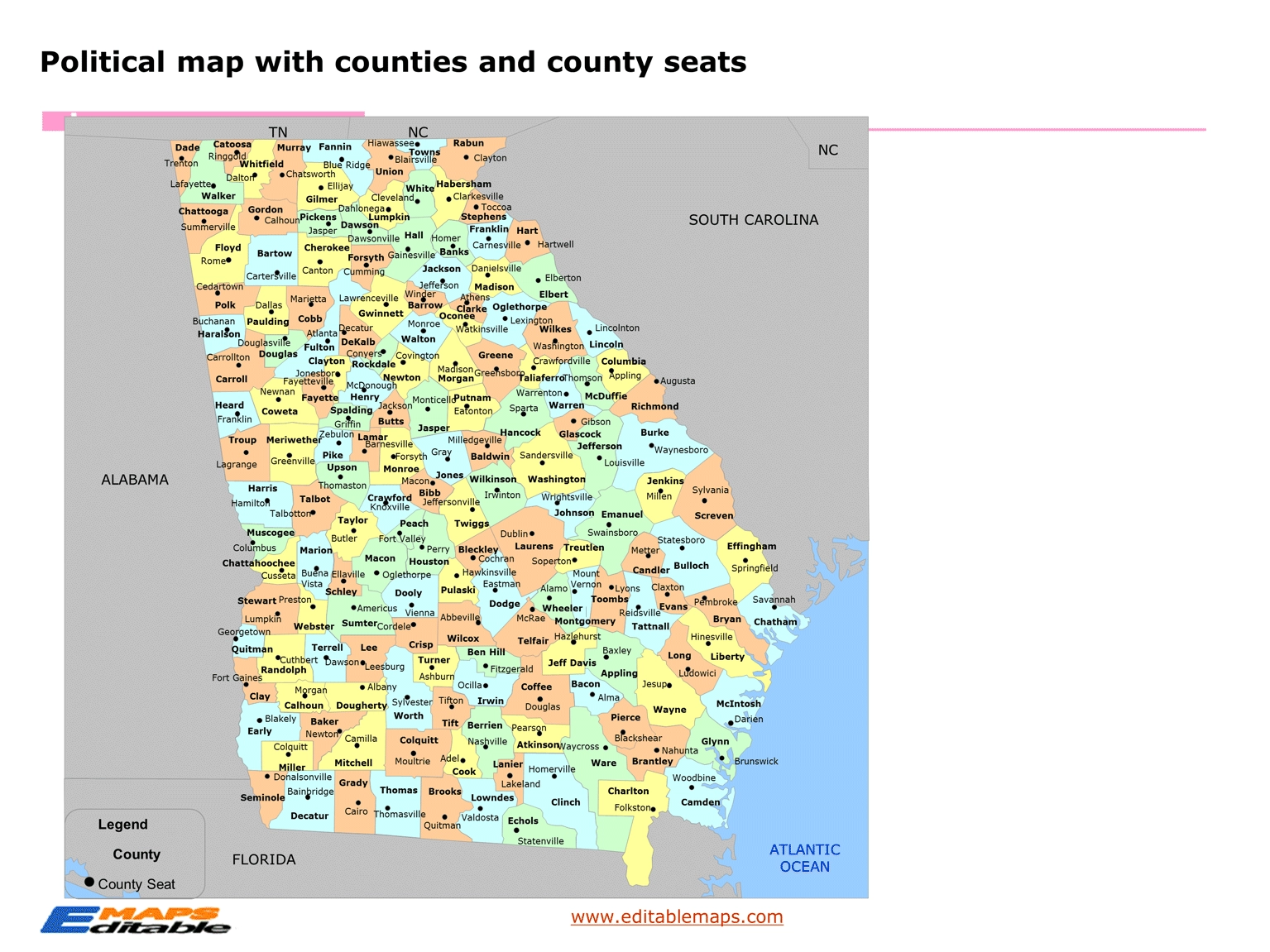 state of georgia map with counties state of georgia map with counties