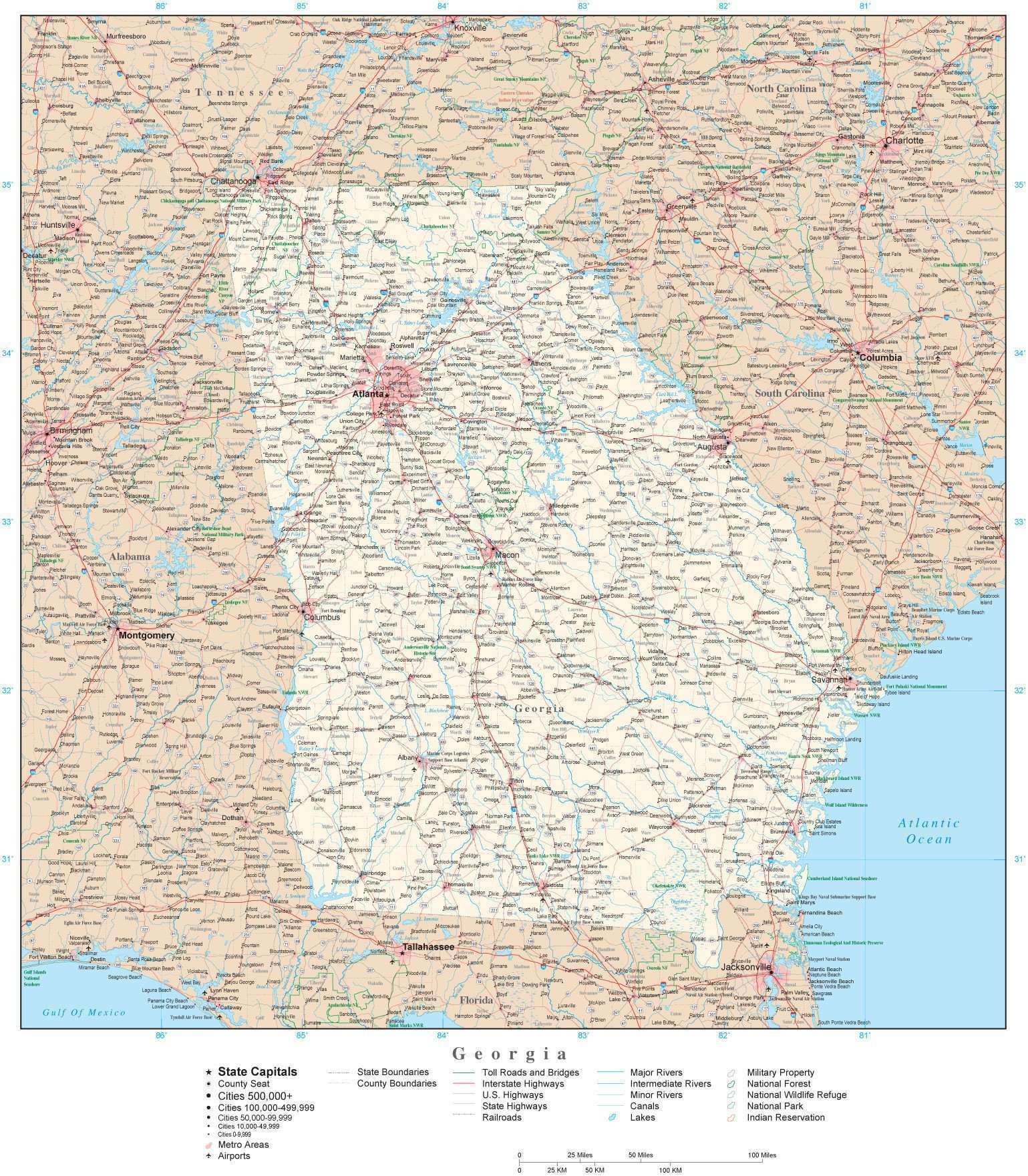 Georgia Detailed Map In Adobe Illustrator Vector Format Detailed Editable Map From Map Resources Georgia Detailed Map In Adobe Illustrator Vector Format Detailed Editable Map From Map Resources