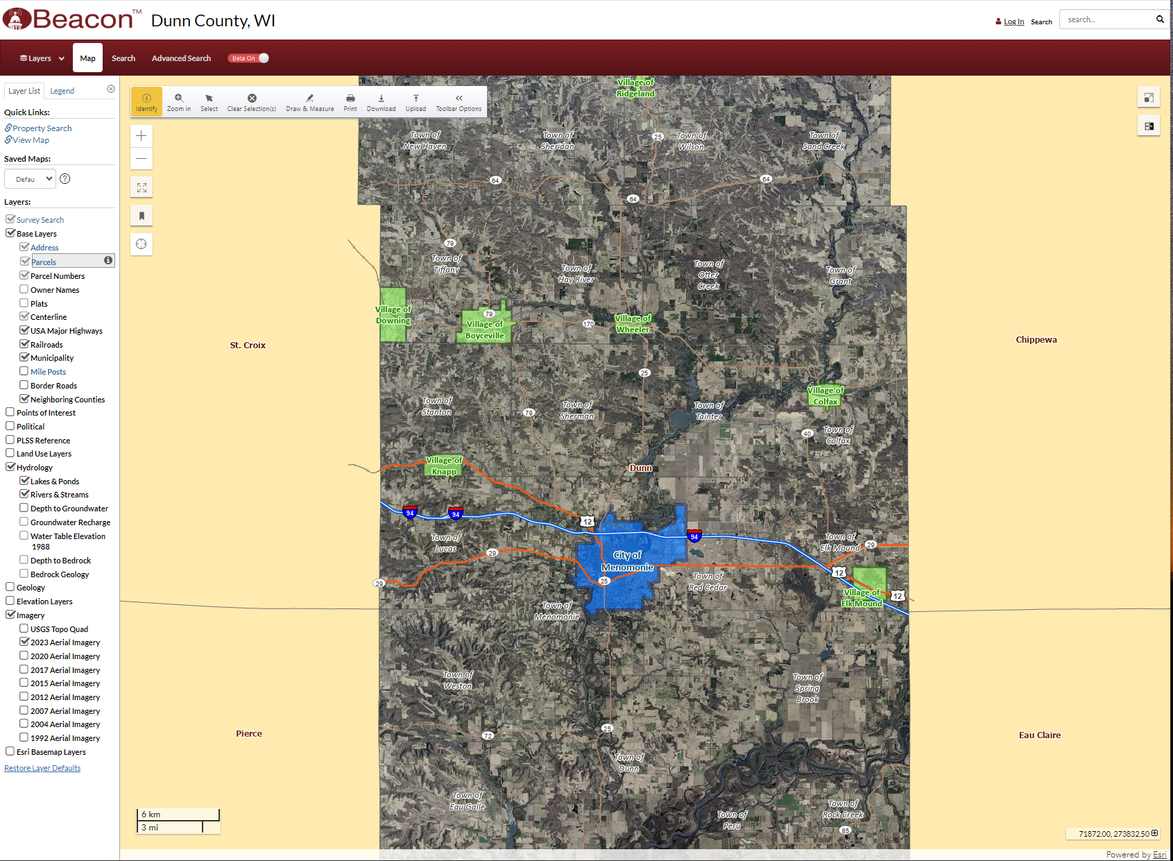 GIS Survey Search Tool Dunn County WI