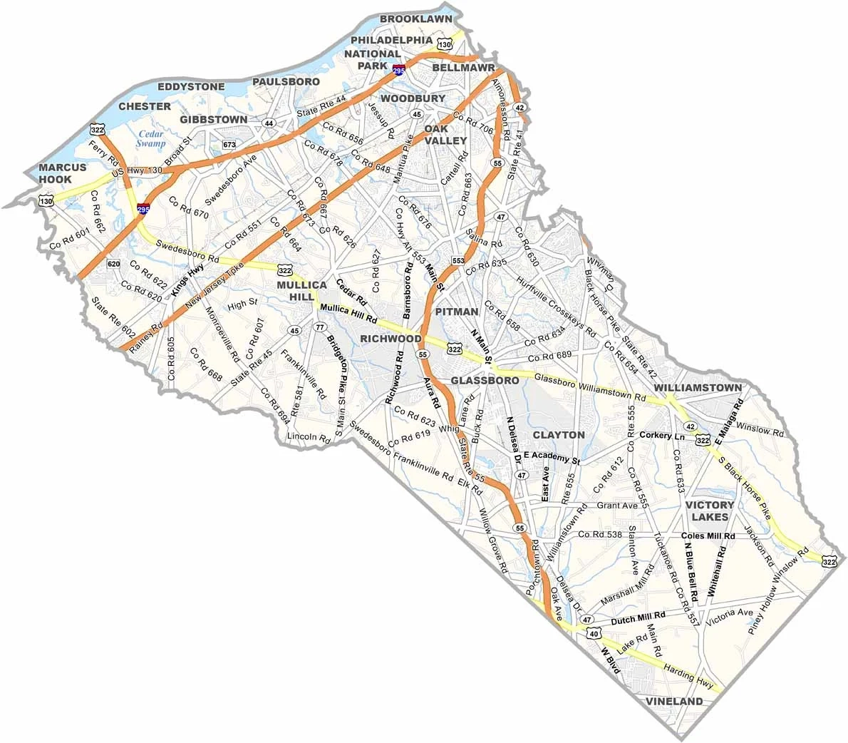 Gloucester County Map New Jersey US County Maps