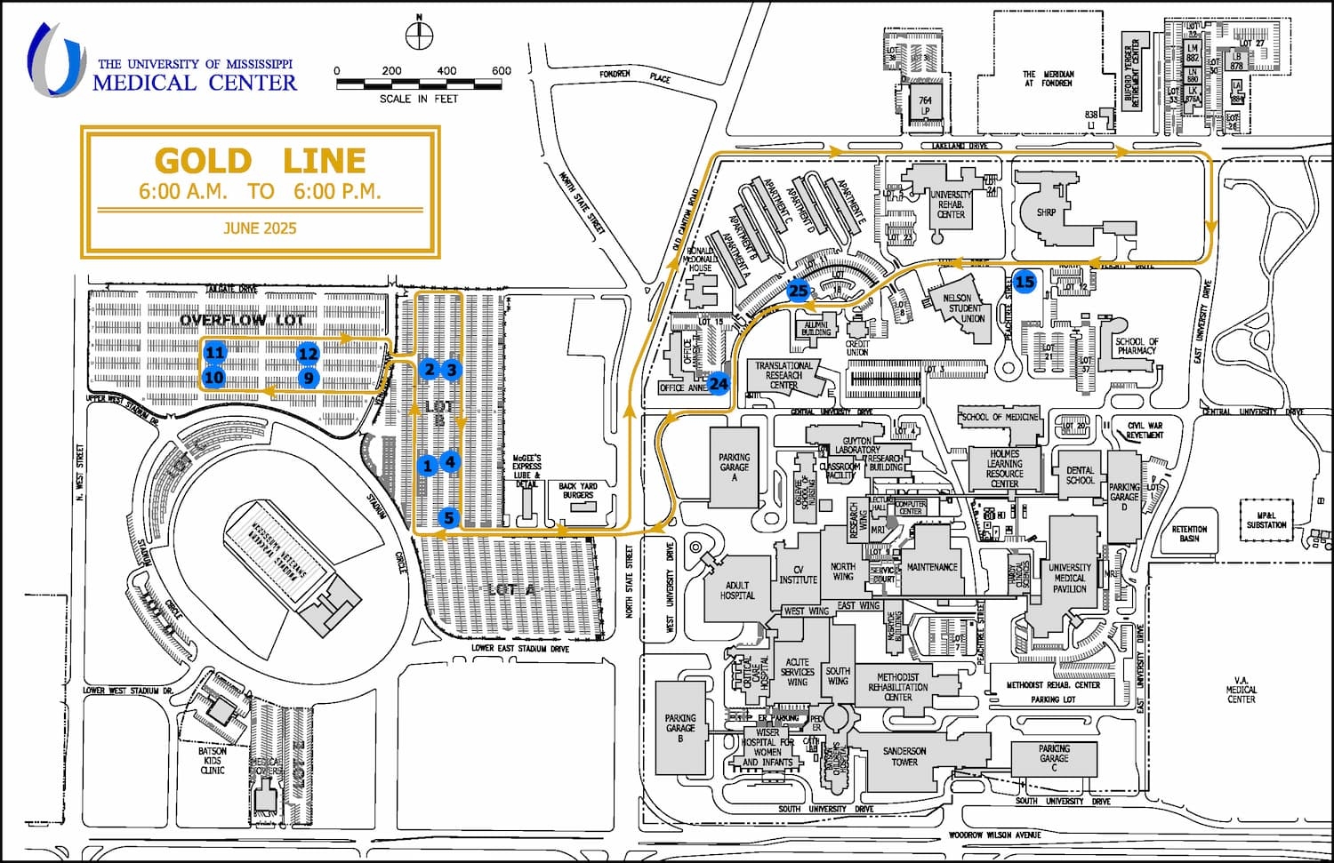 Gold Line Shuttle Route And Stops University Of Mississippi Medical Center Gold Line Shuttle Route And Stops University Of Mississippi Medical Center