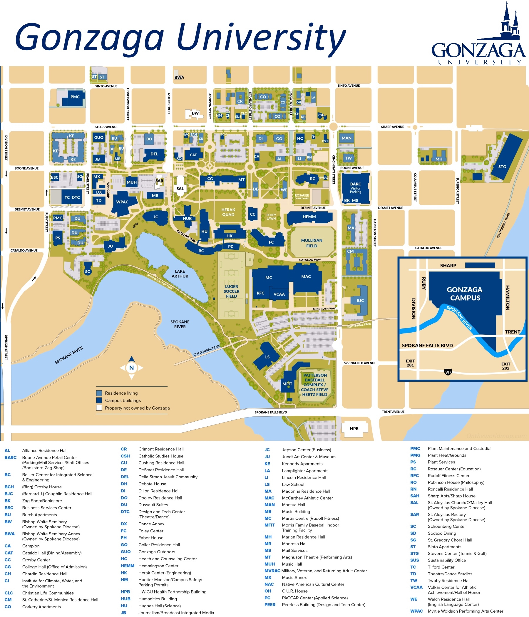 Gonzaga University Campus Map Spokane Ontheworldmap