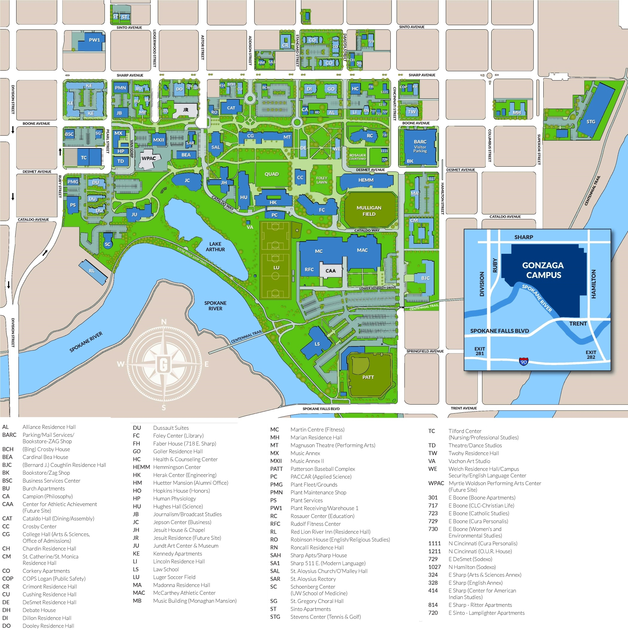 Gonzaga University Campus Map Spokane Ontheworldmap