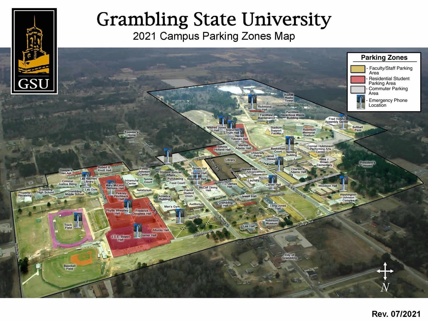 Grambling State University Parking Zones Map