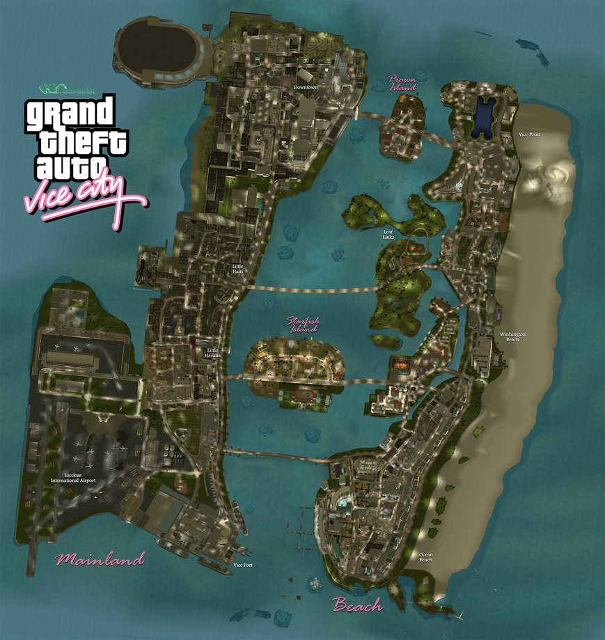 Grand Theft Auto 3 Vice City Map By VGCartography On DeviantArt