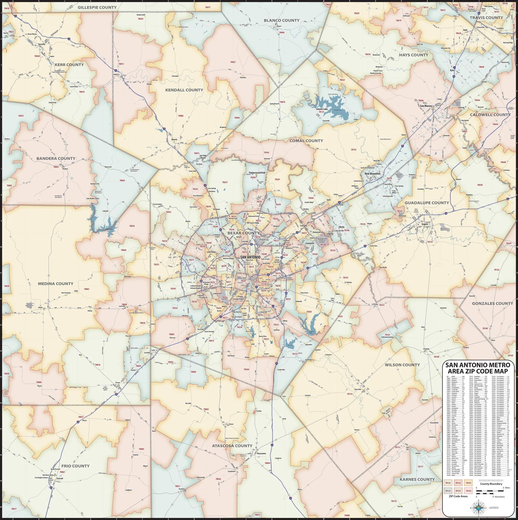 san antonio bexar county zip code map