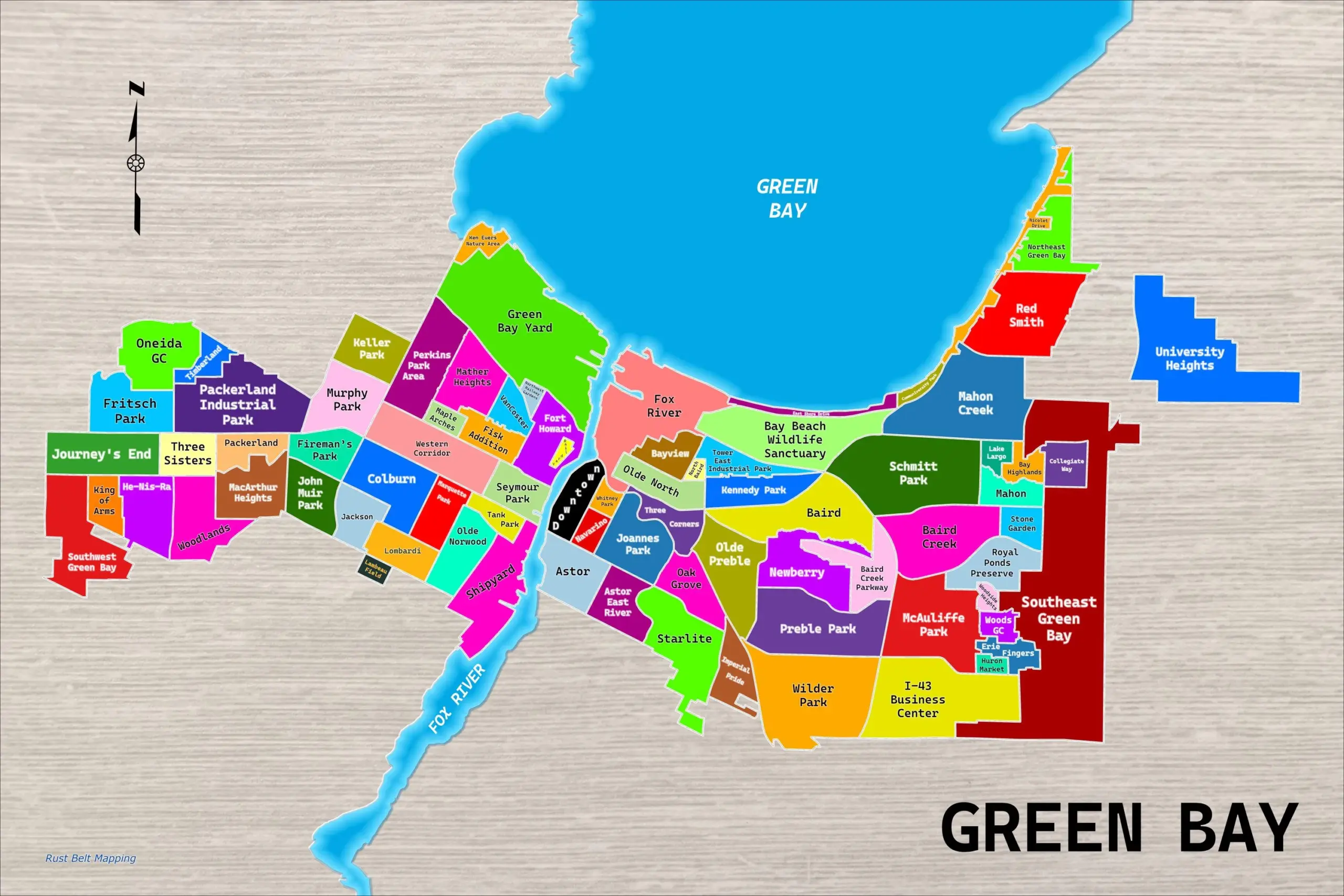 Green Bay Neighborhoods Poster Map Etsy Green Bay Neighborhoods Poster Map Etsy
