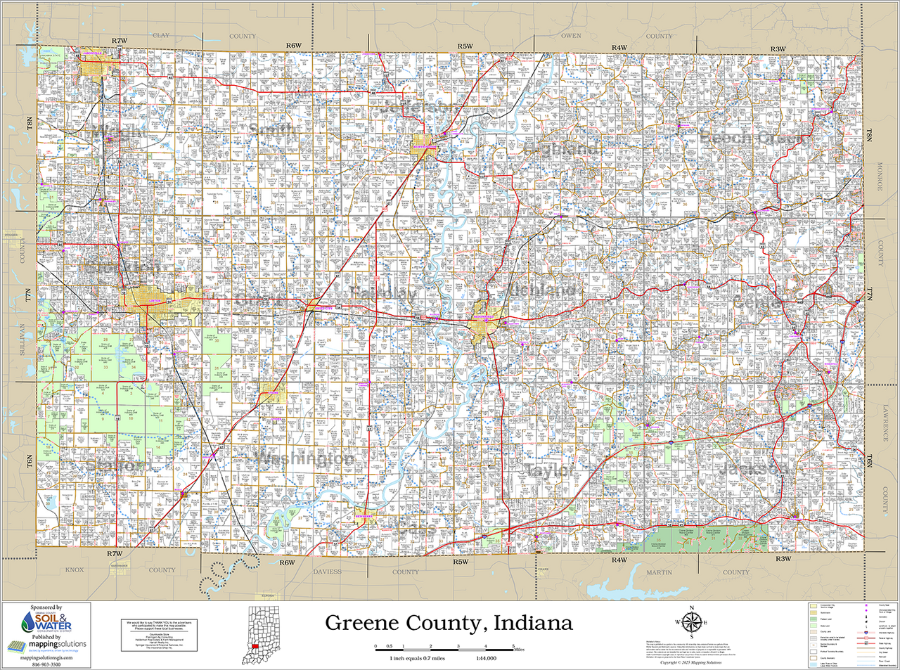 Greene County Indiana 2025 Wall Map Mapping Solutions Greene County Indiana 2025 Wall Map Mapping Solutions