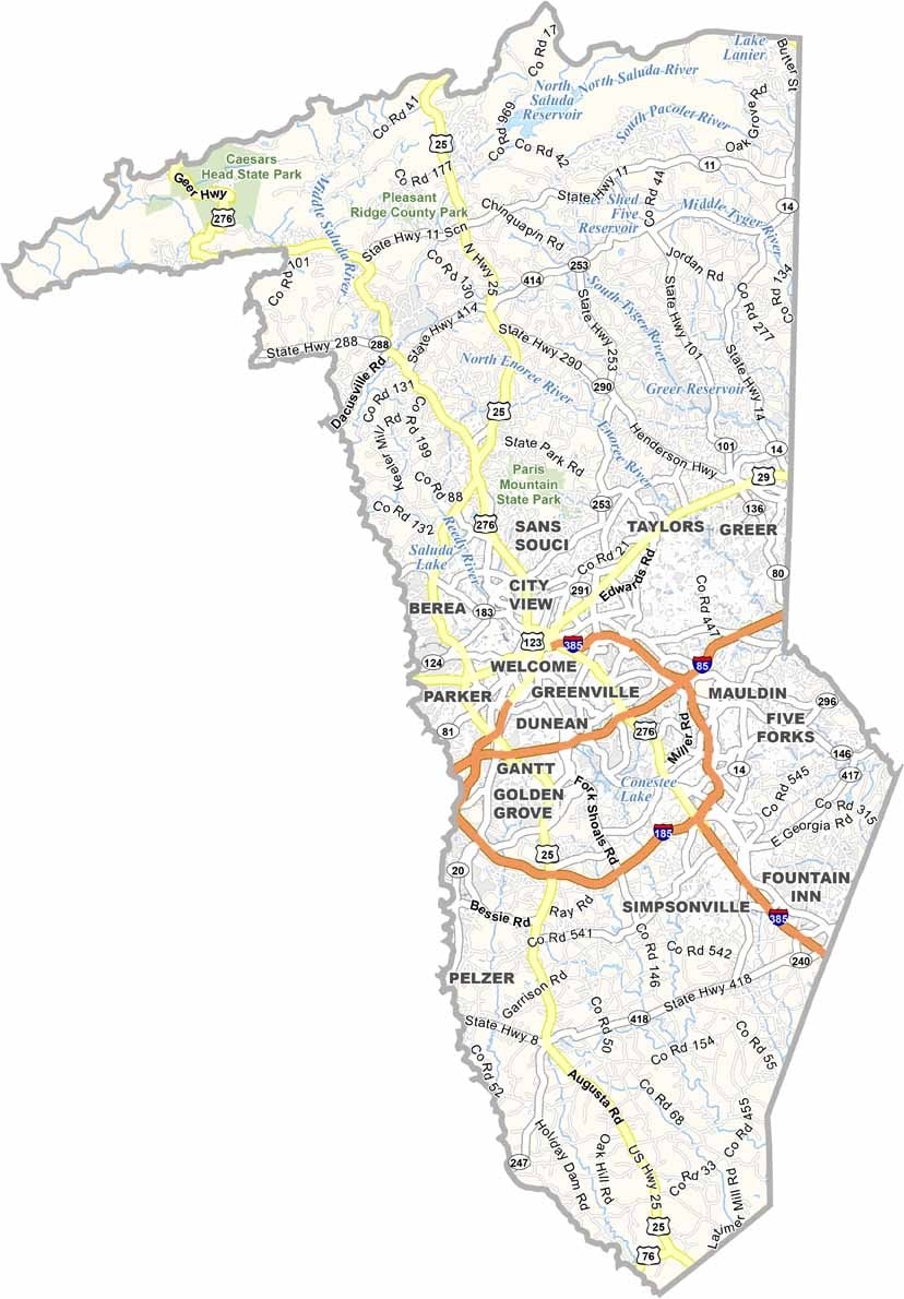 Greenville County Map South Carolina US County Maps