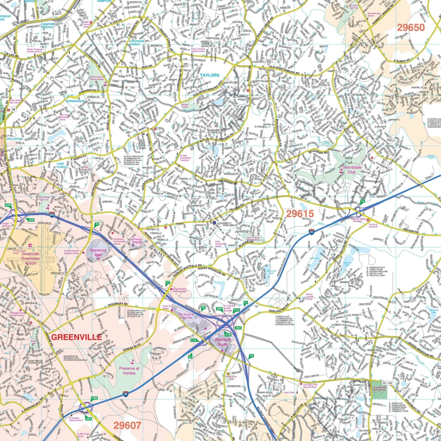 map of greenville county