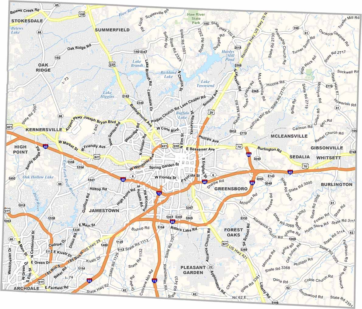 Guilford County Map North Carolina US County Maps