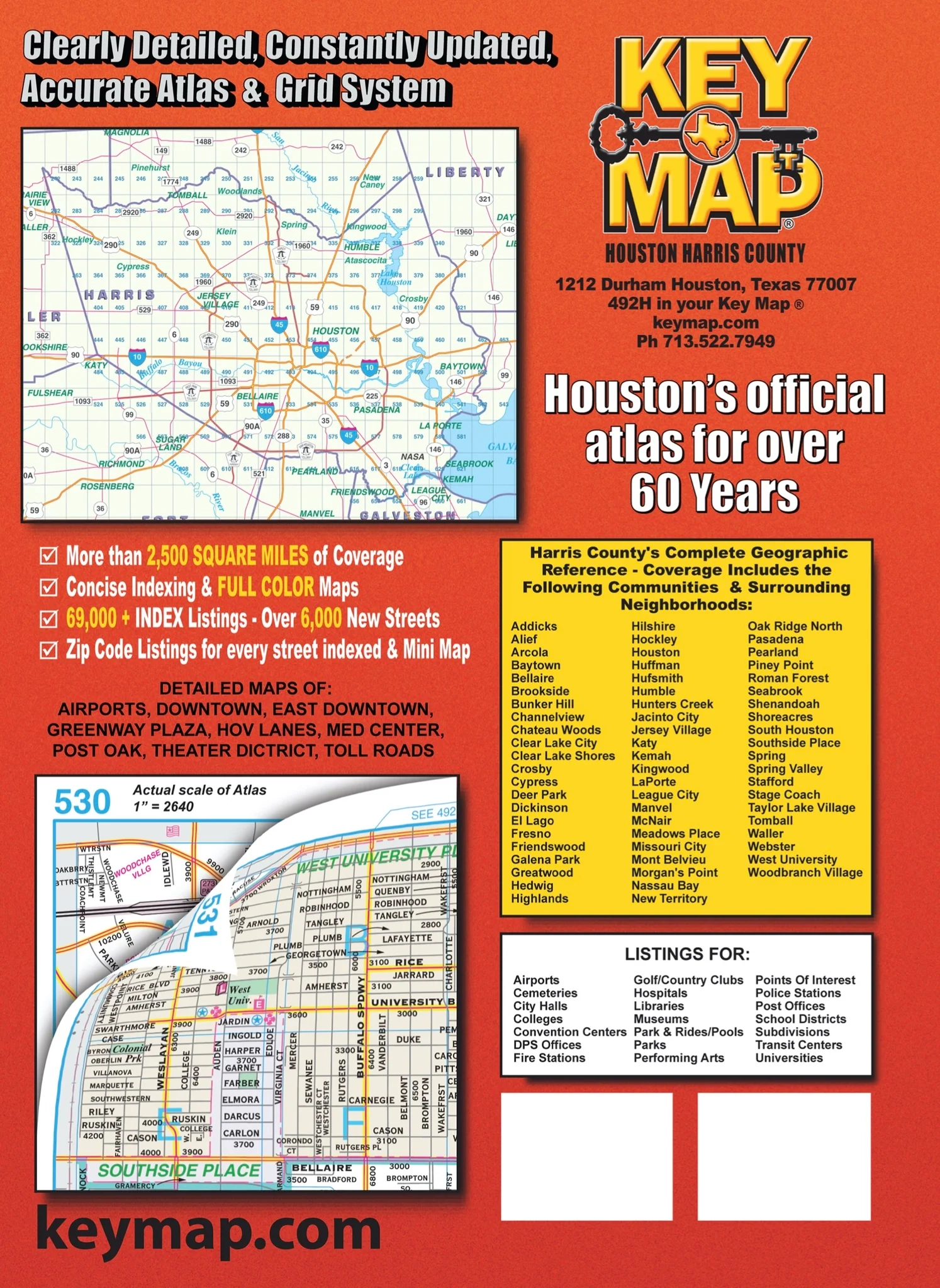 Harris County 54th Edition Key Map Atlas Houston Map Company