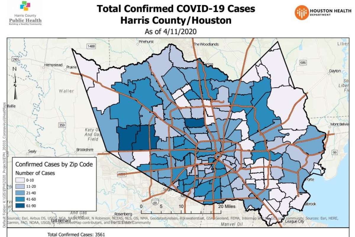 Harris County Zip Code Map 4 11 20 R CoronaVirusTX