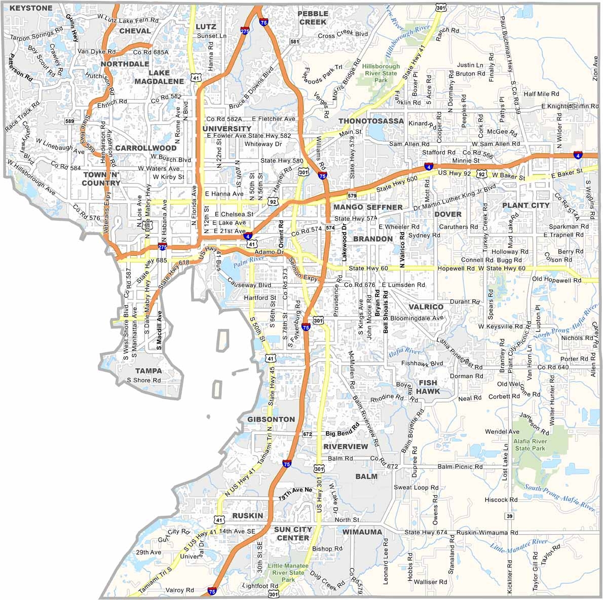 Hillsborough County Map Florida US County Maps Hillsborough County Map Florida US County Maps