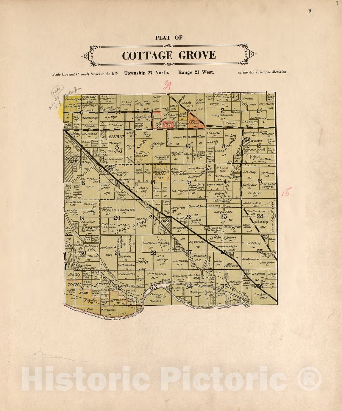 Historic 1938 Map Plat Book Of Washington County Minnesota Showin Historic Pictoric