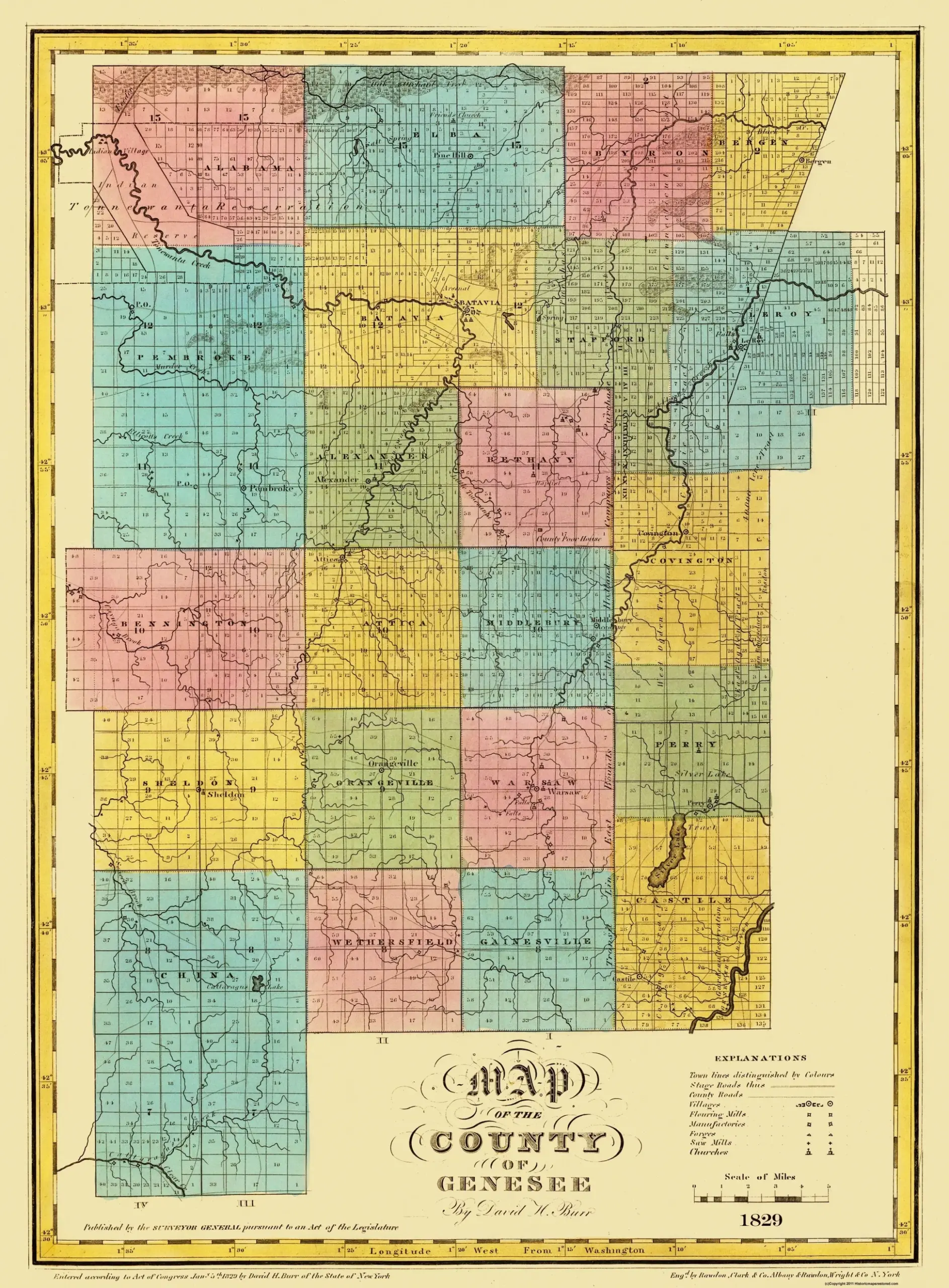 Historic County Map Genesee County New York Burr 1829 Vintage Wa Maps Of The Past Historic County Map Genesee County New York Burr 1829 Vintage Wa Maps Of The Past