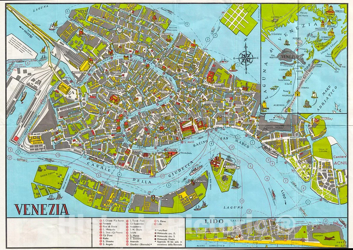 Historic Map Pictorial Pocket Map Or Plan Of The City Of Venice Ita Historic Pictoric