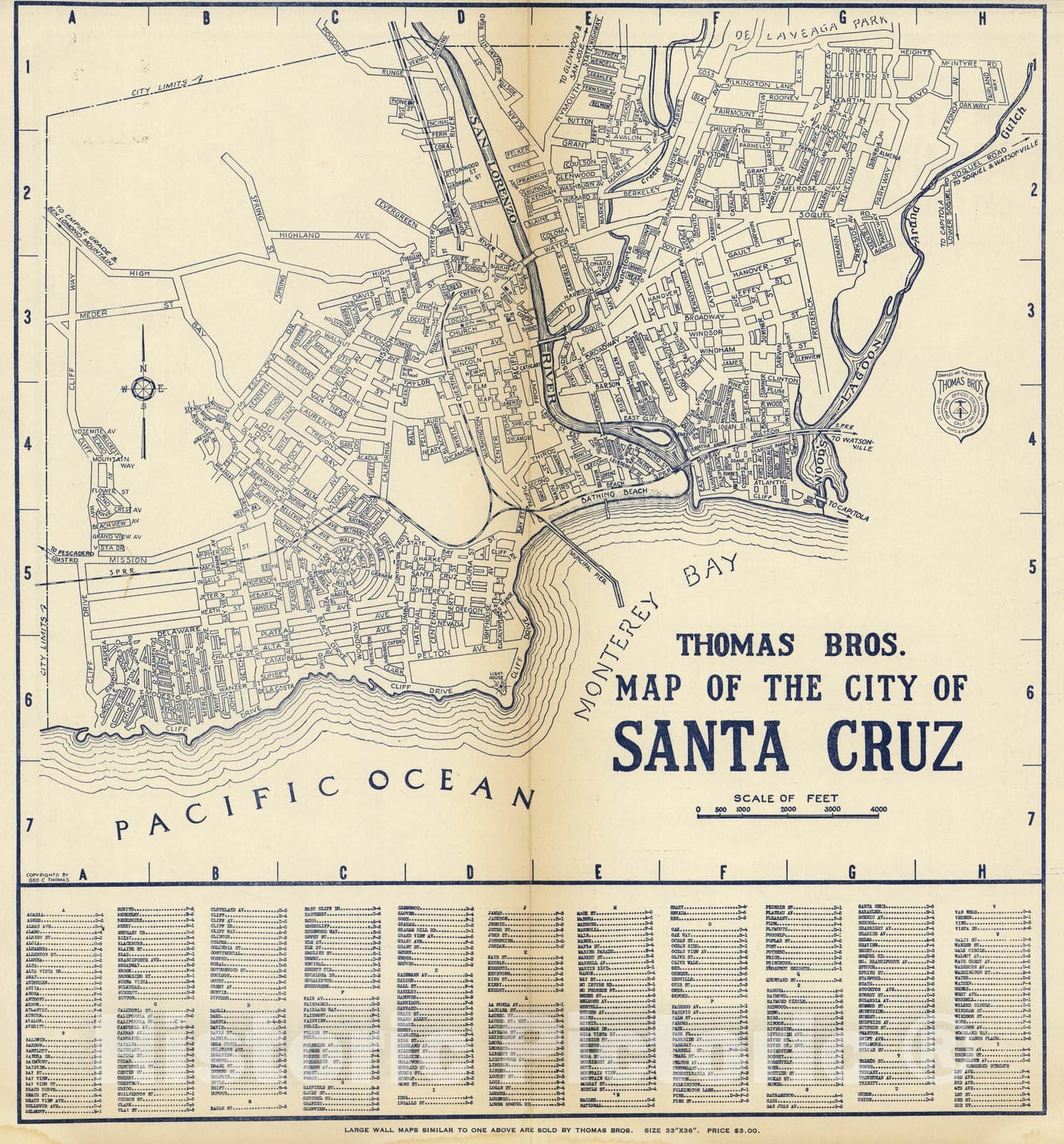 Historic Map Thomas Bros Map Of The City Of Santa Cruz California Historic Pictoric