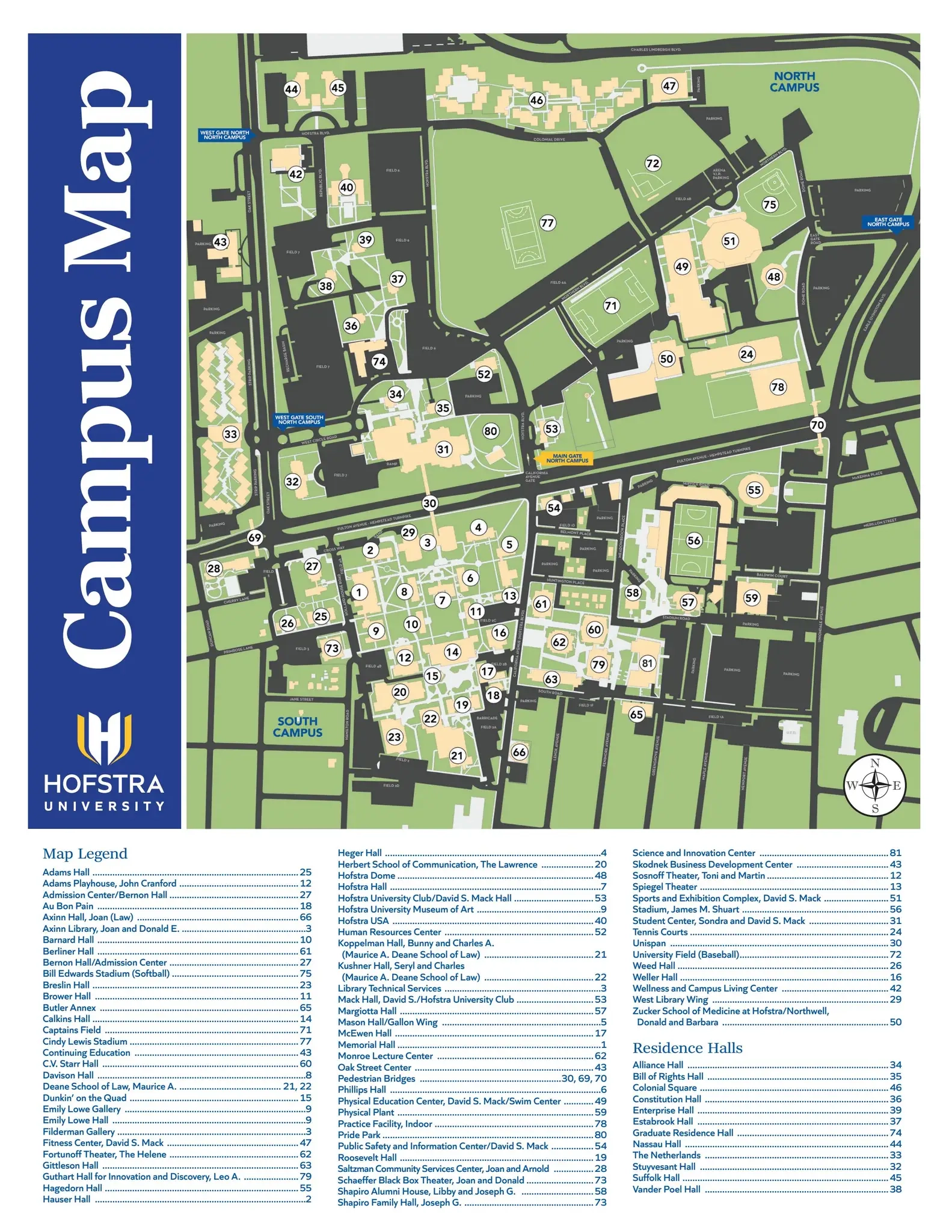 Hofstra University Campus Map With Legend By Hofstra University Issuu